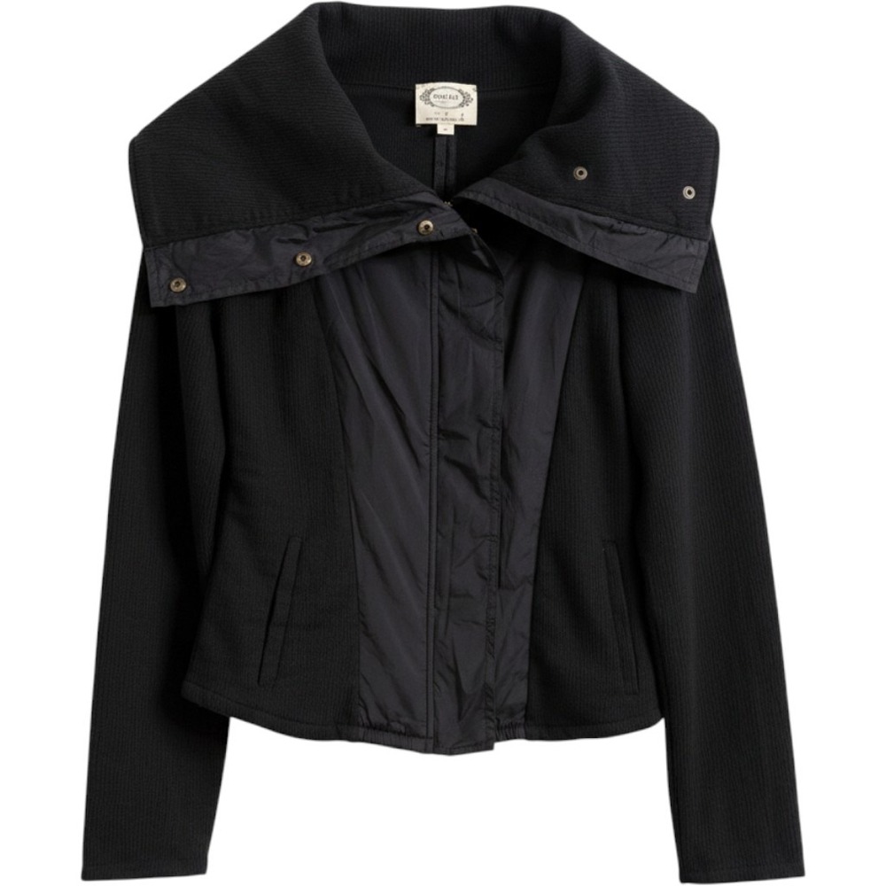 Mia Joy Joyfolie Gwyneth Moto Jacket Womens S Black Mixed Media Zip NWT